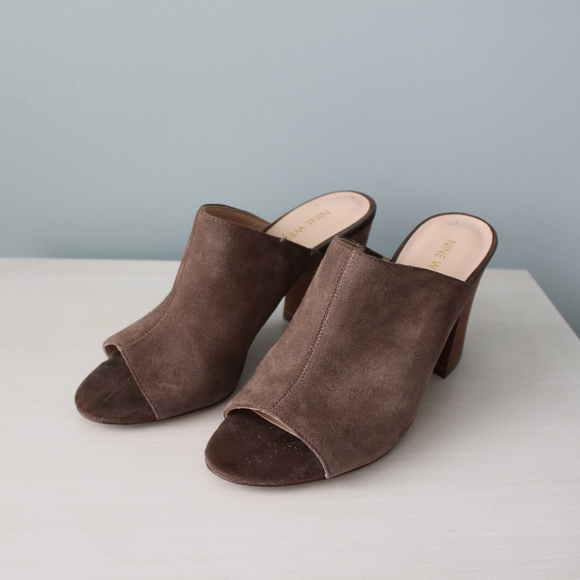 Nine West Shoes - Nine West Blocky Nubuck Leather Slides